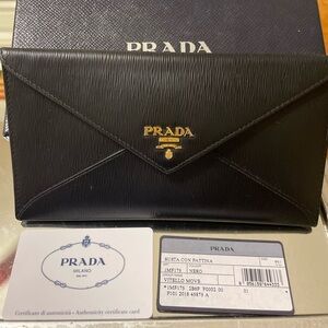 Prada Vitello Move Leather Envelope Clutch